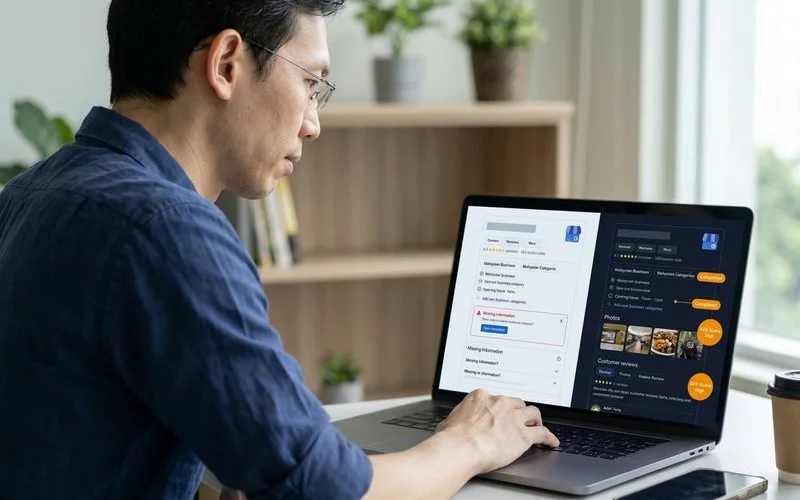 Side-by-side comparison of incomplete vs fully-optimized Google Business Profile